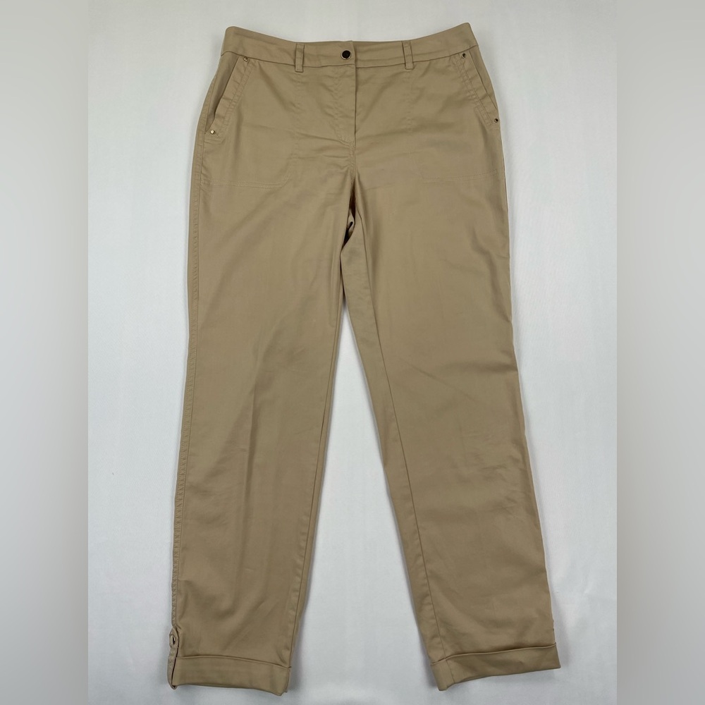 Chicos Ankle Pants Size 0.5 Comfort Waist Luxe Utility Tan Beige 32x27”
